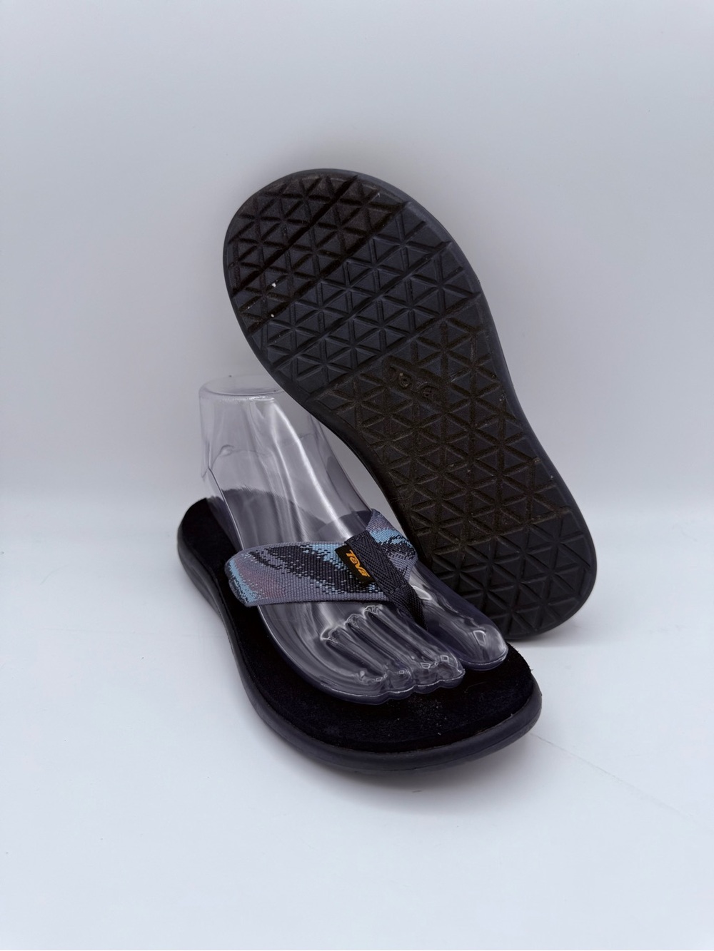Women's Teva Voya Black Blue Comfort Cushioned Thong Slip-On Flip-Flops Size 6